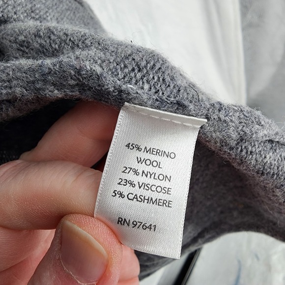 J Jill Petite Merino Cashmere Blend Cardigan MP Gray Open Front Pockets - Picture 5 of 8